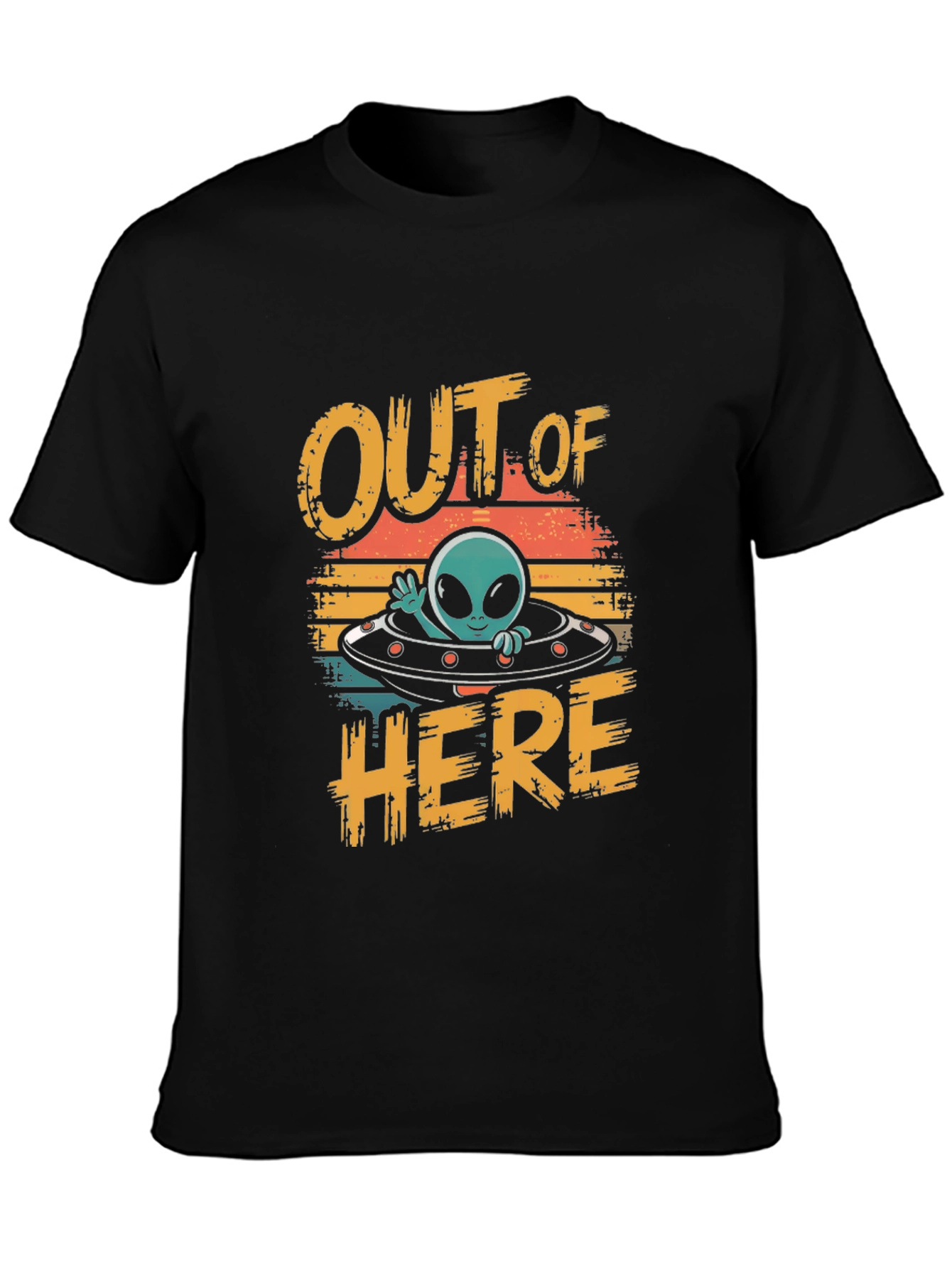 Retro Alien Spaceship Graphic Tee - Out of Here!