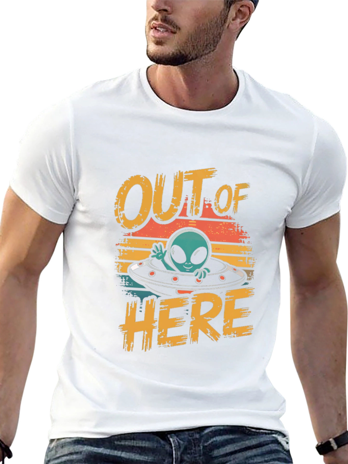 Retro Alien Spaceship Graphic Tee - Out of Here!