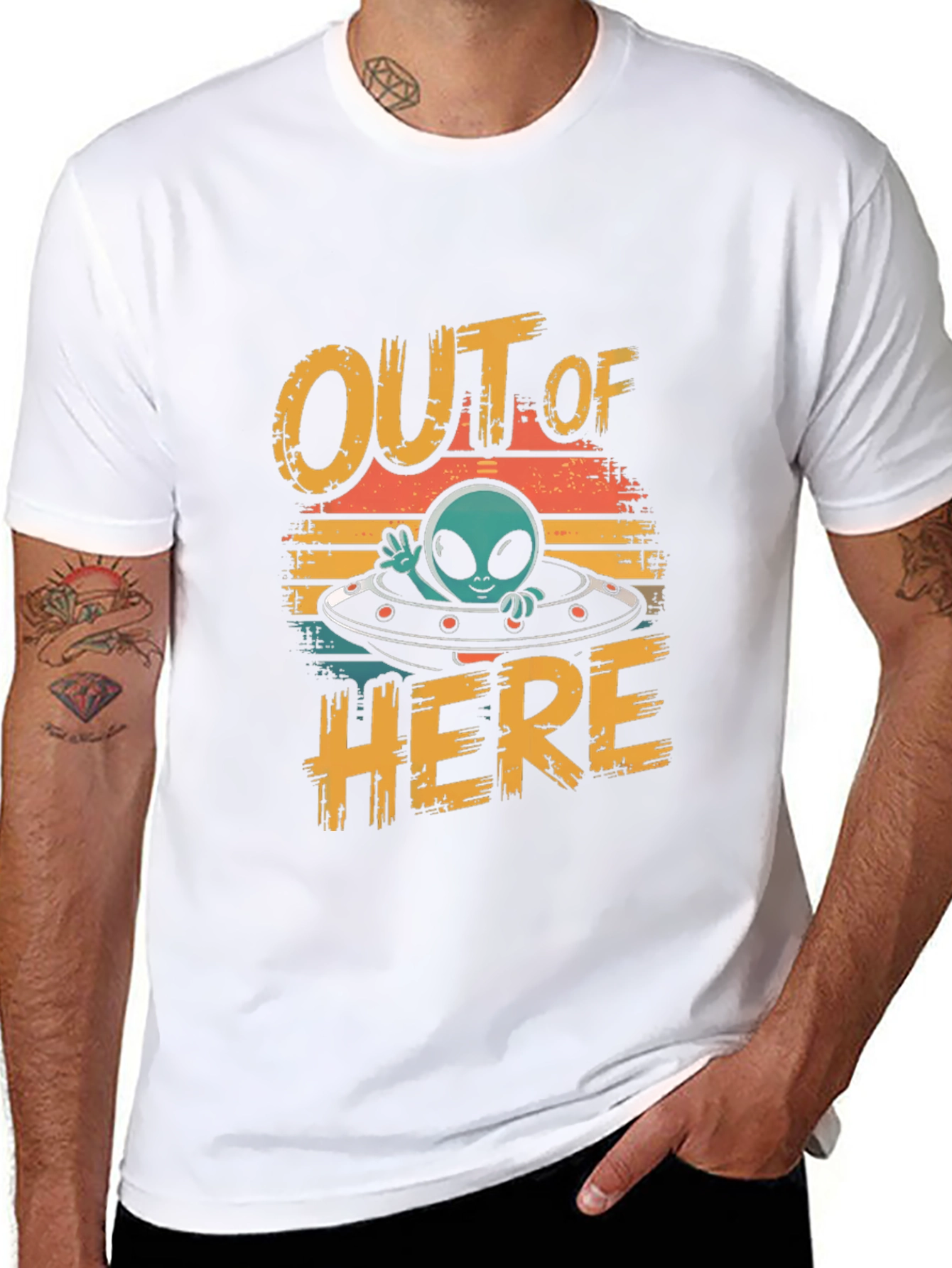 Retro Alien Spaceship Graphic Tee - Out of Here!