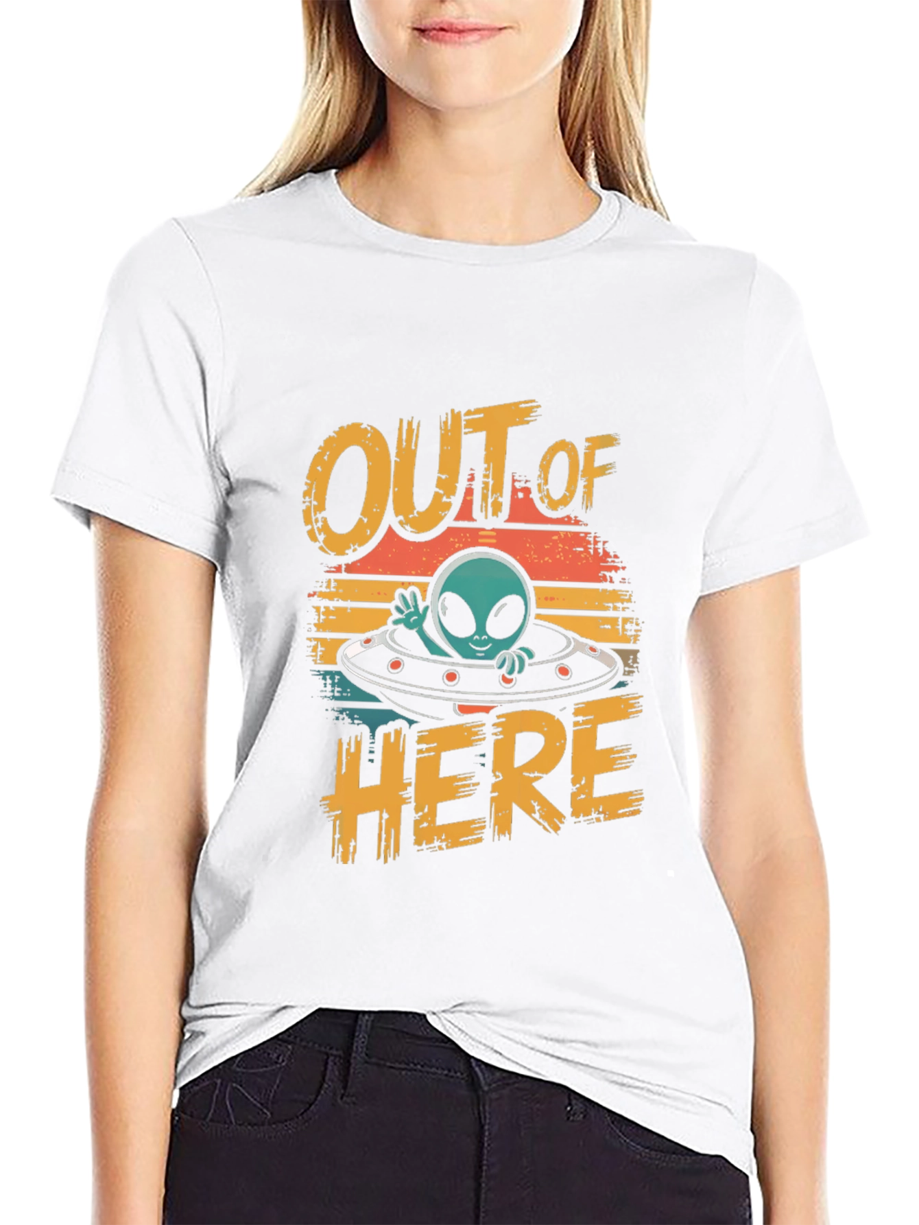Retro Alien Spaceship Graphic Tee - Out of Here!