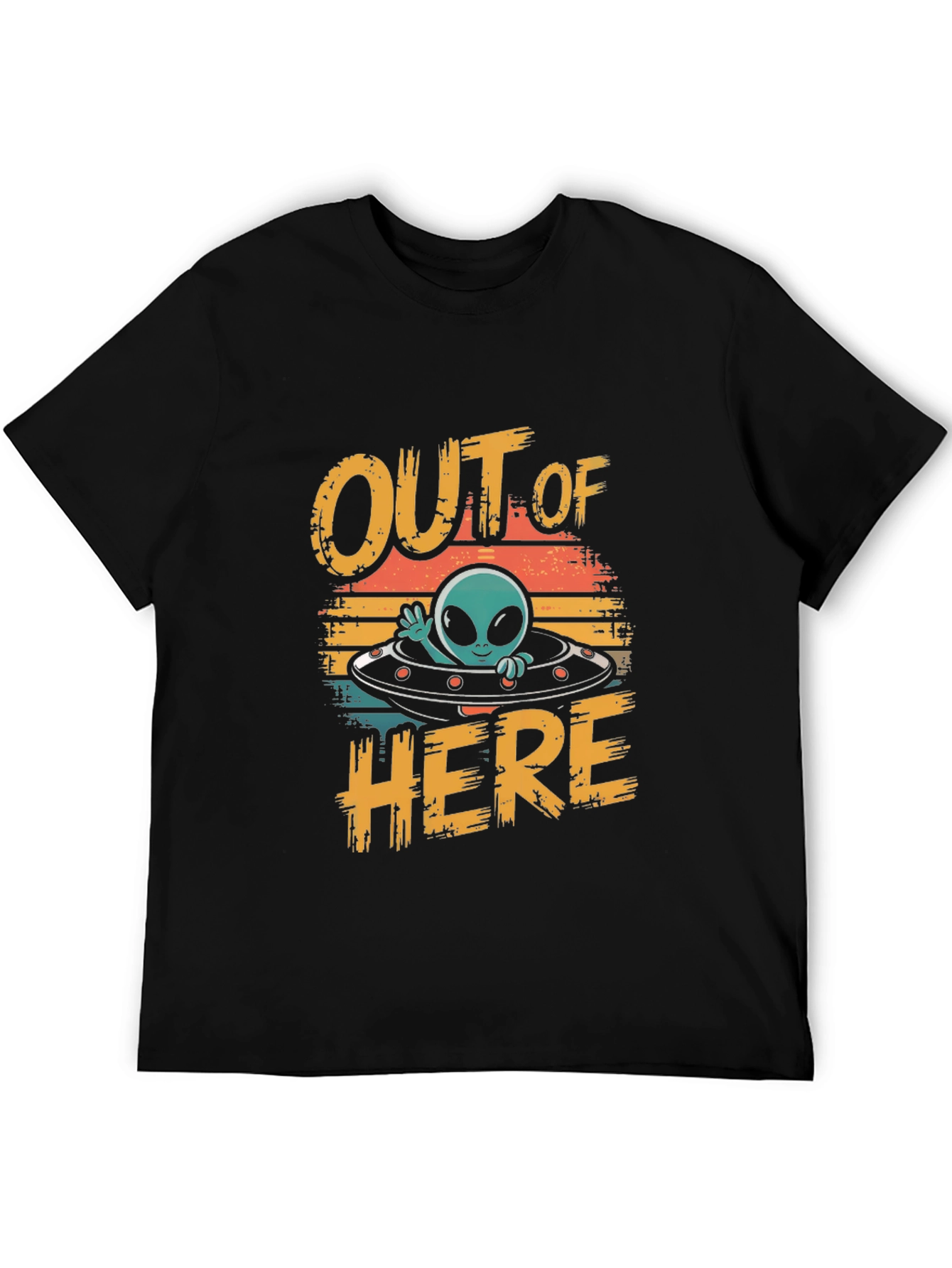 Retro Alien Spaceship Graphic Tee - Out of Here!