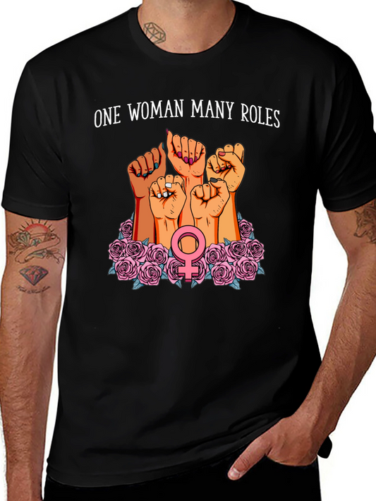Feminist Power T-Shirt - One Woman Many Roles