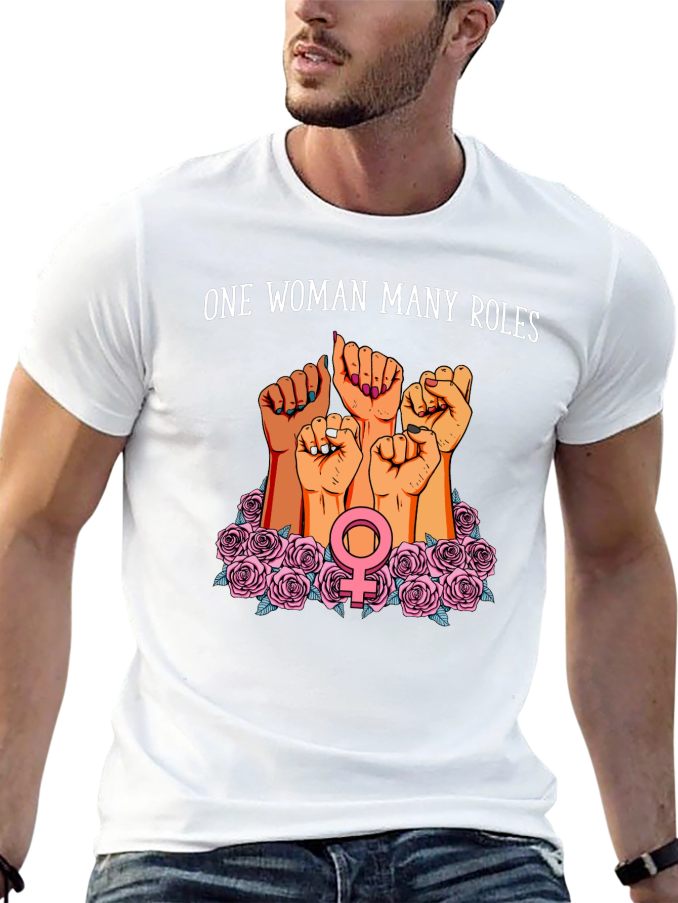 Feminist Power T-Shirt - One Woman Many Roles