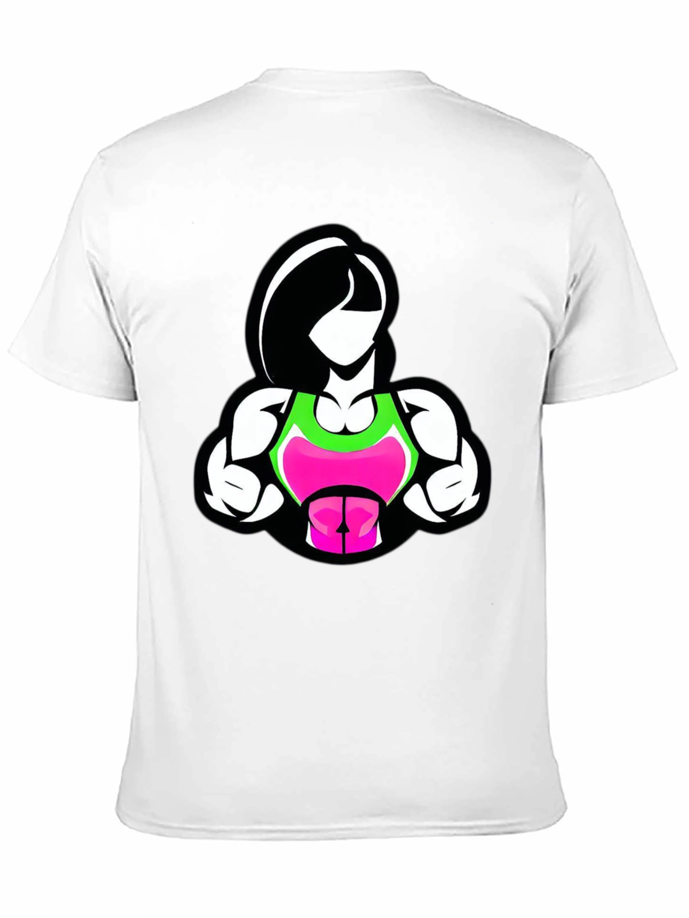 Fitness Woman Graphic Tee - Black Cotton Blend