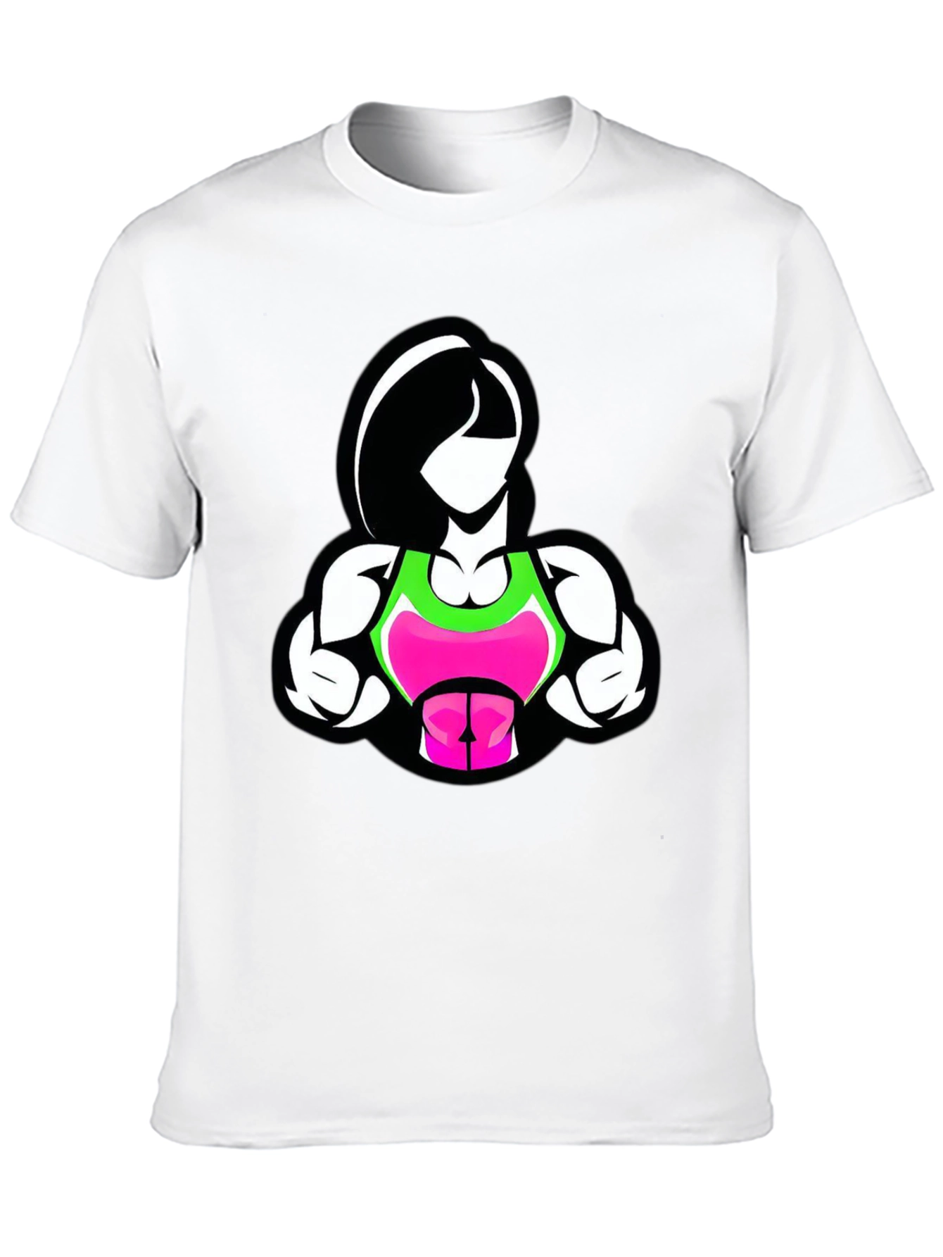 Fitness Woman Graphic Tee - Black Cotton Blend