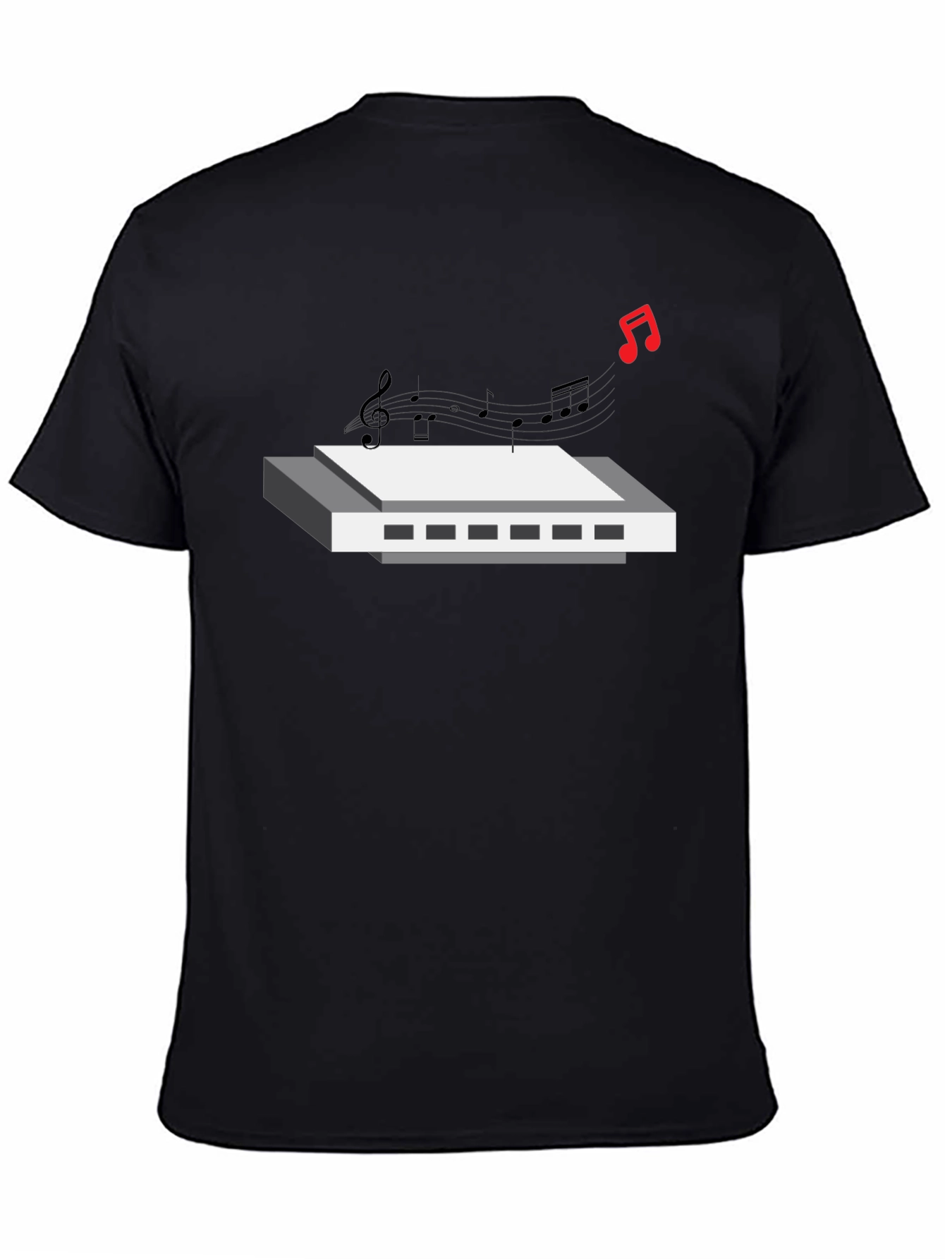 Harmonica Music Black T-Shirt