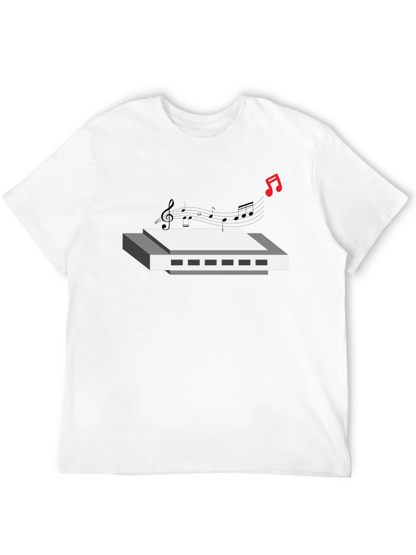 Harmonica Music Black T-Shirt