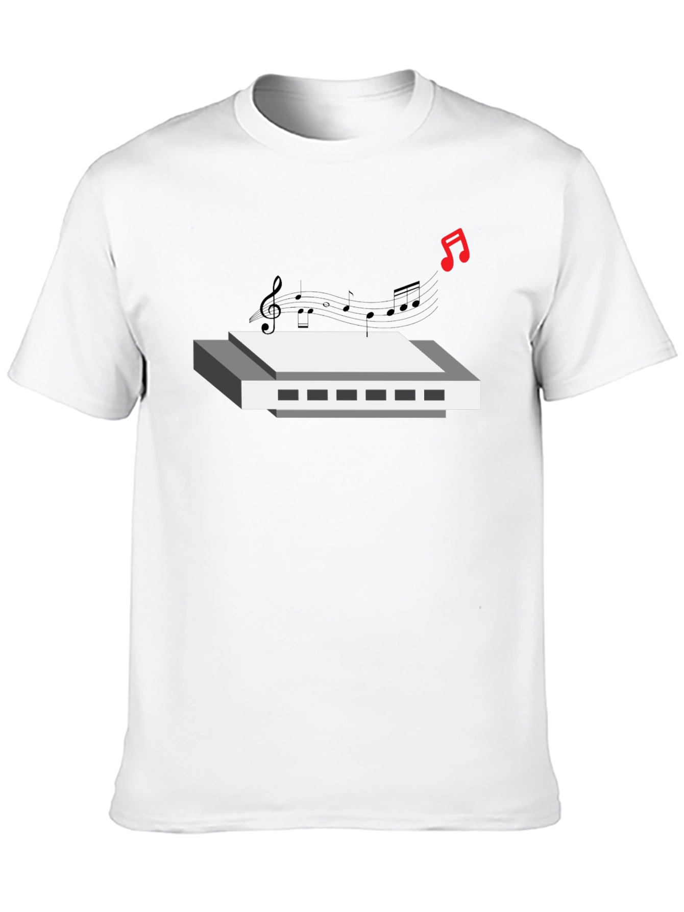 Harmonica Music Black T-Shirt