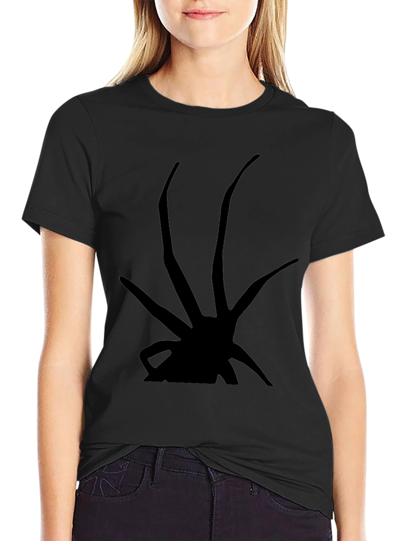Abstract Silhouette Graphic Tee - Black