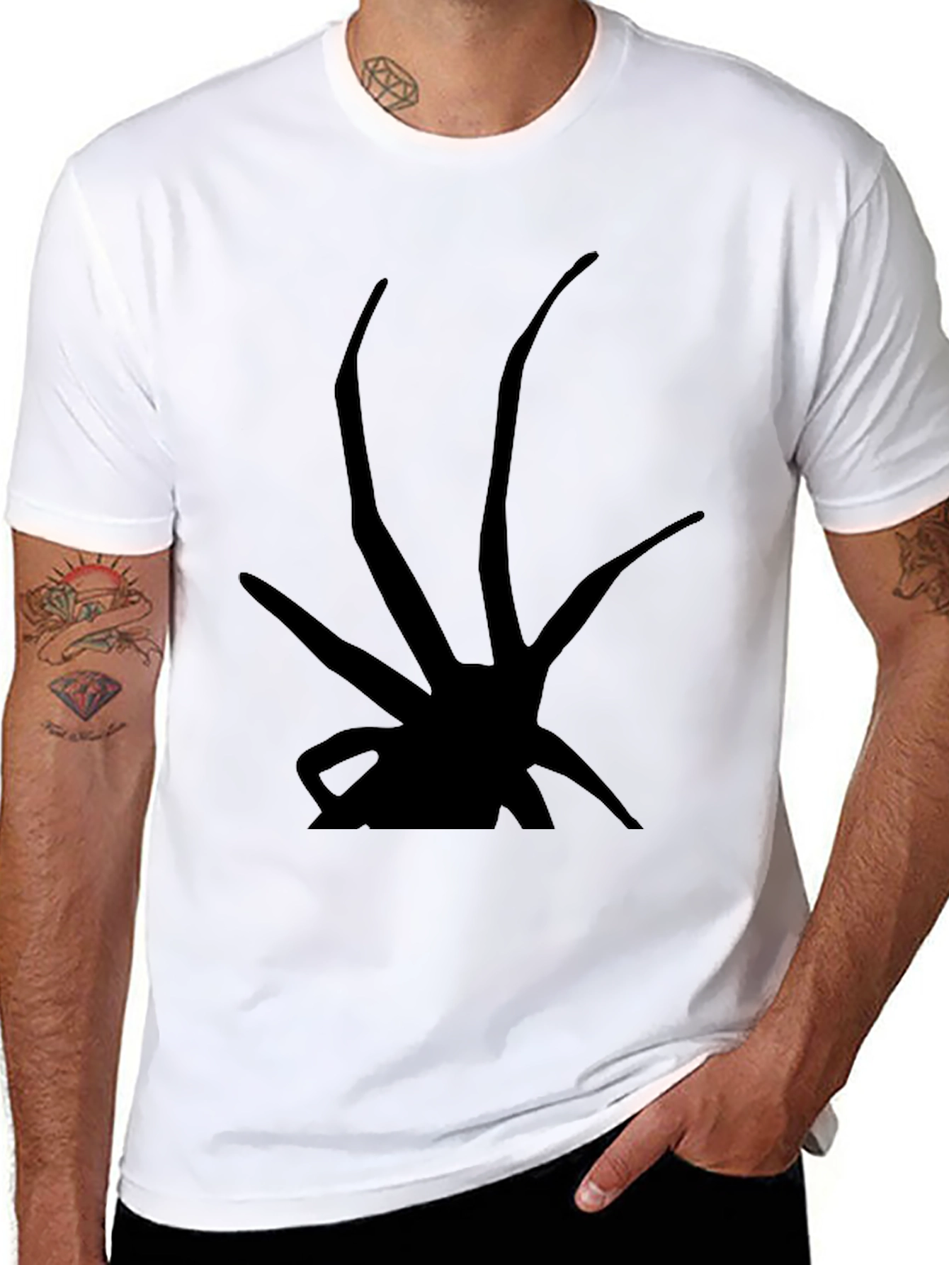 Abstract Silhouette Graphic Tee - Black