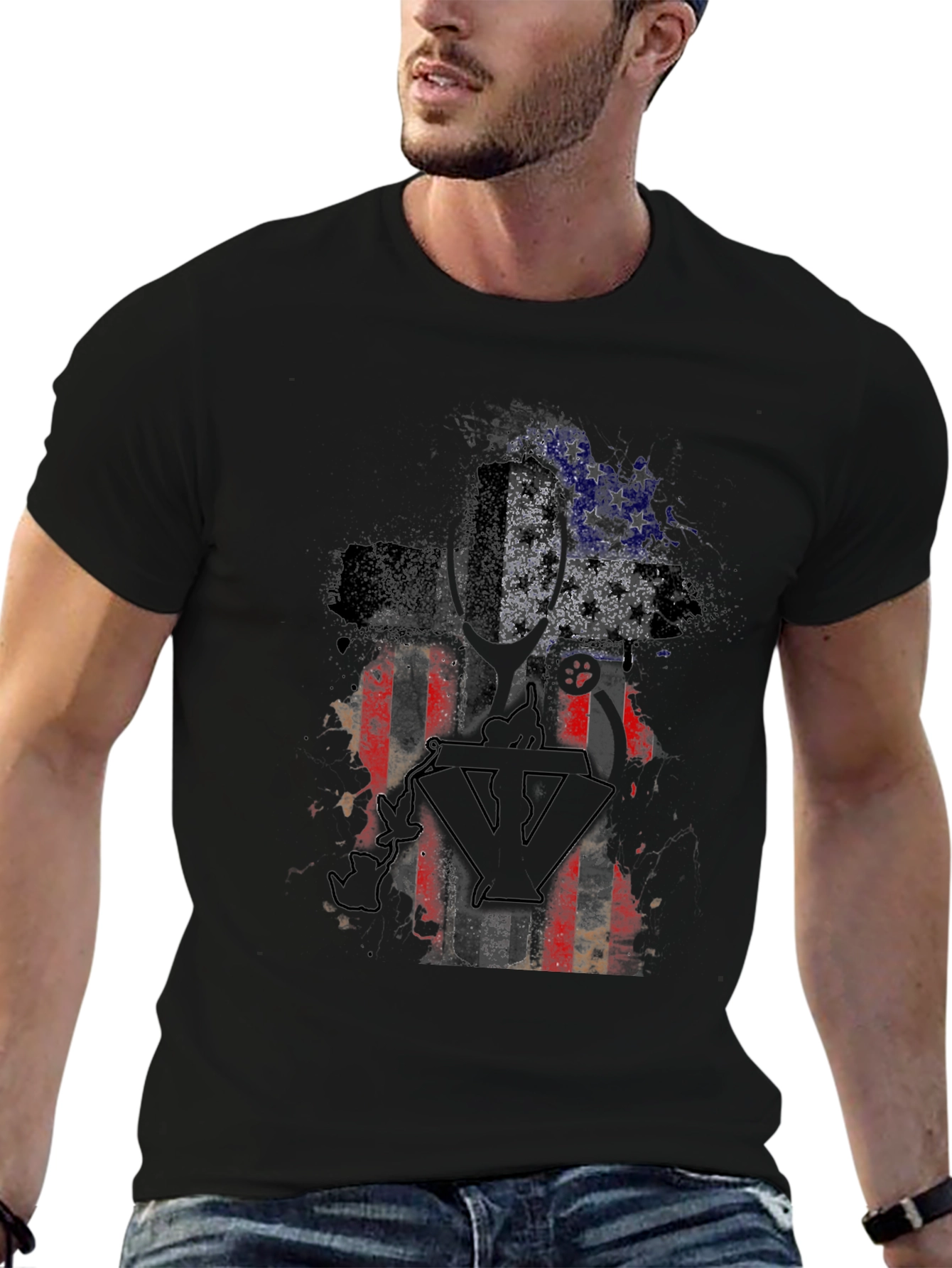 American Flag Cross Graphic T-Shirt