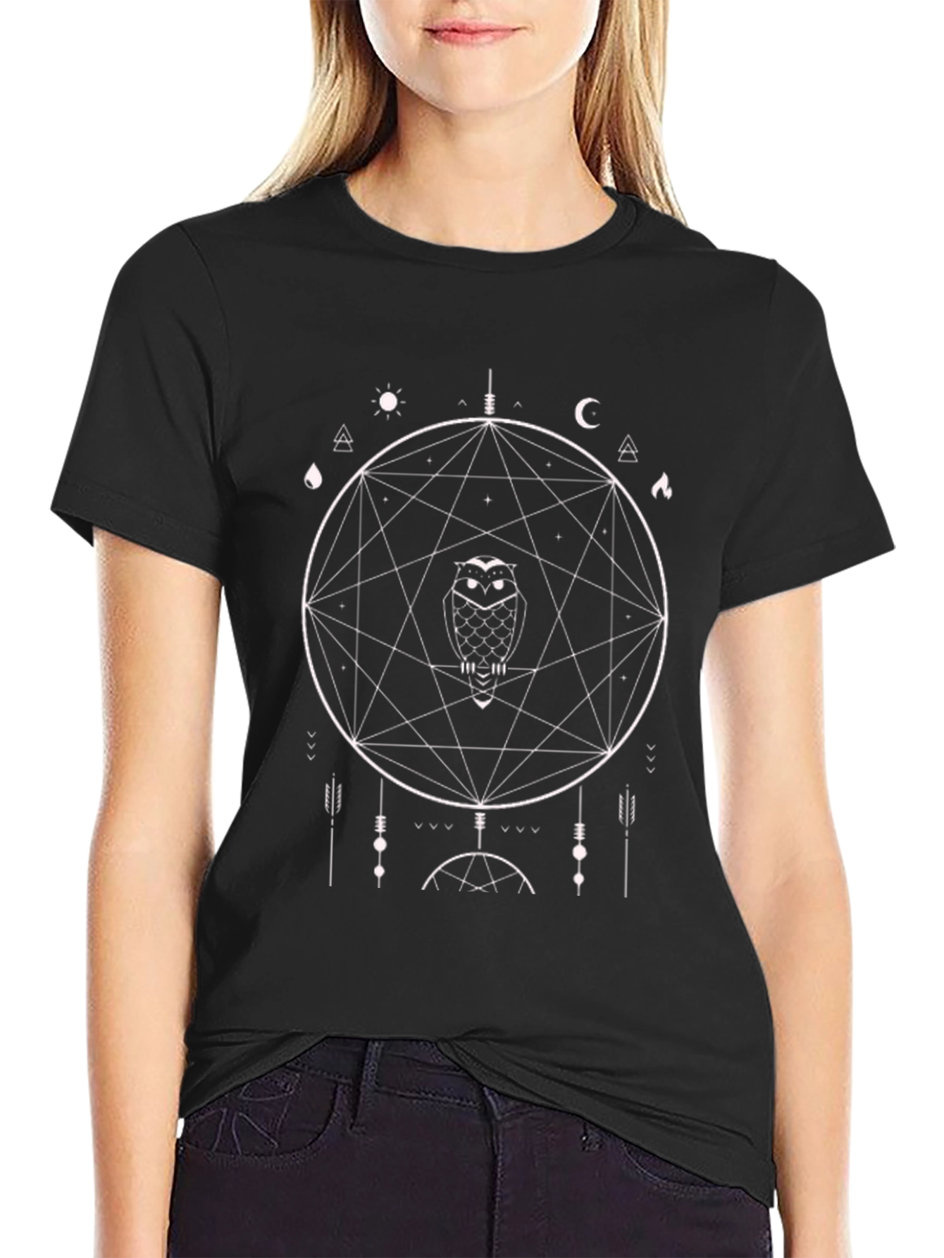 Geometric Owl T-Shirt - Occult Design