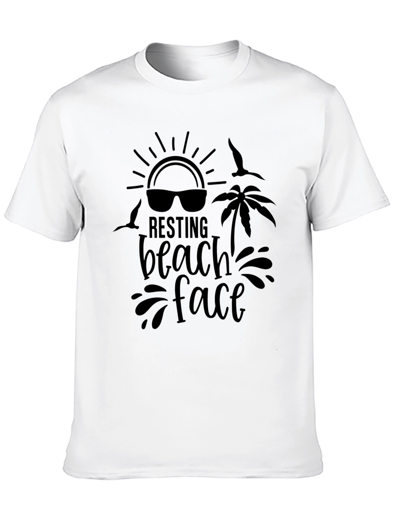 Resting Beach Face Graphic T-Shirt - Black