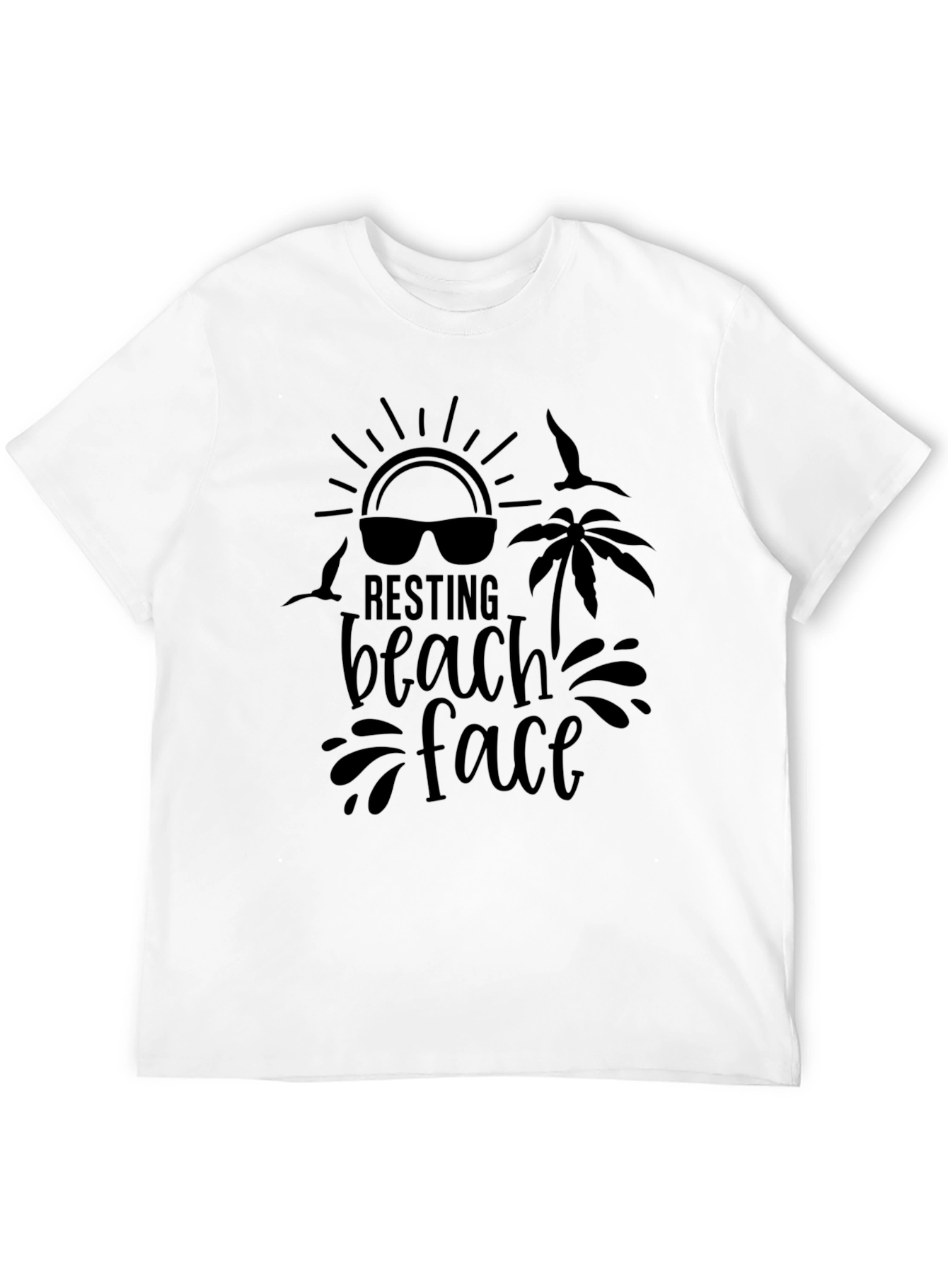 Resting Beach Face Graphic T-Shirt - Black