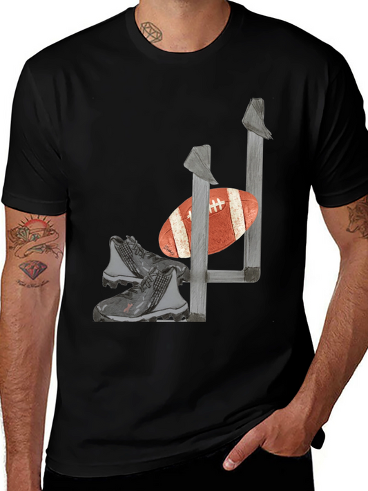 Football Tee: Goalpost Ball & Cleats Graphic T-Shirt