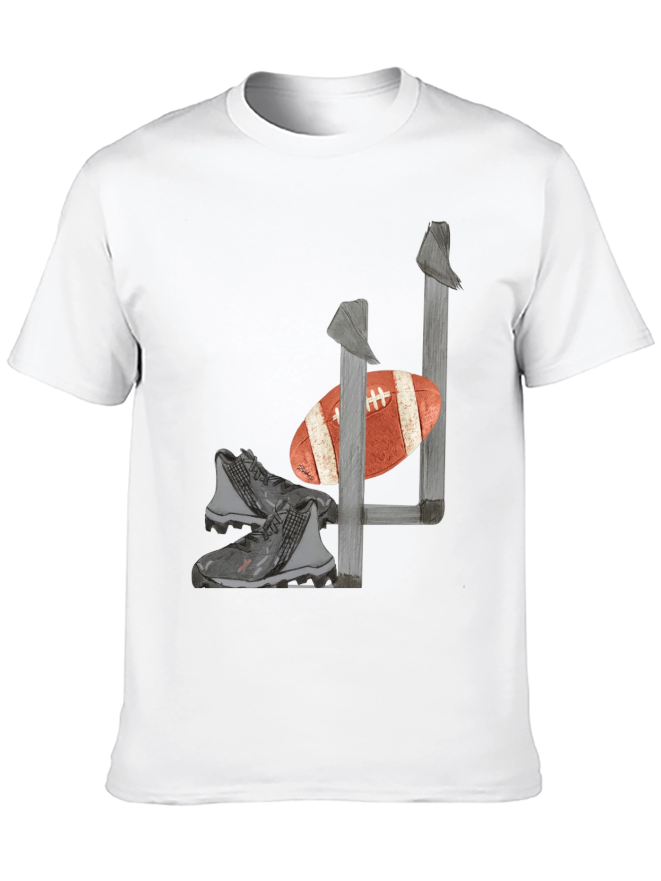 Football Tee: Goalpost Ball & Cleats Graphic T-Shirt