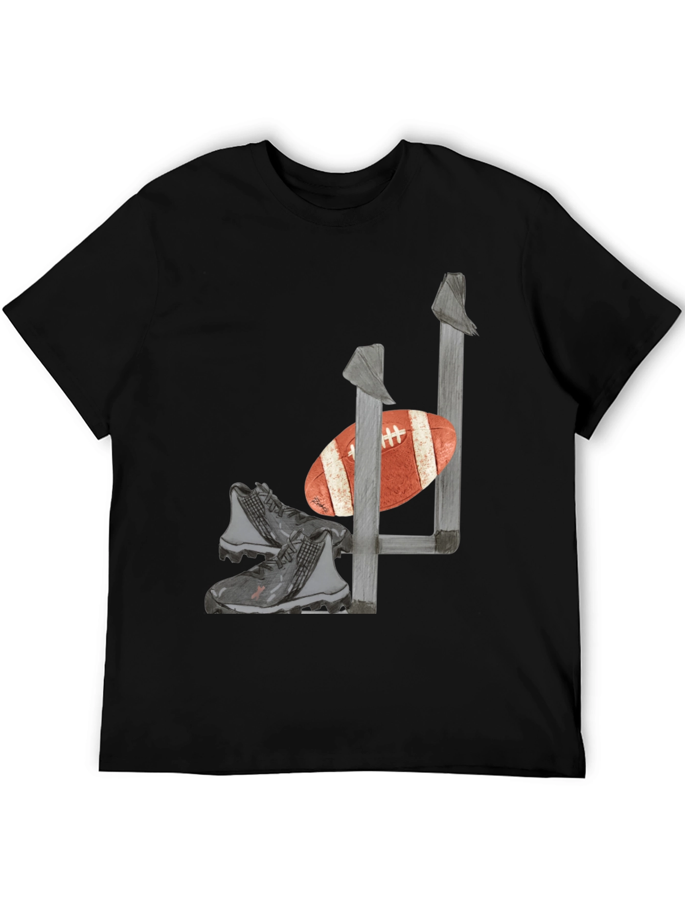 Football Tee: Goalpost Ball & Cleats Graphic T-Shirt