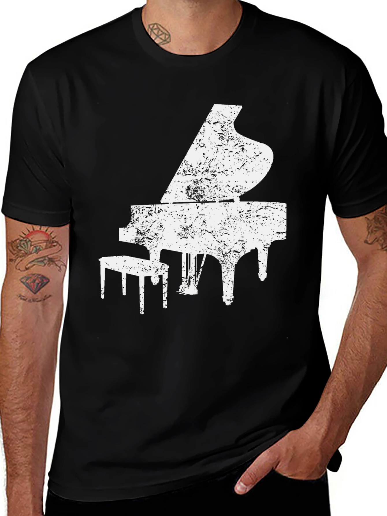 Piano Graphic Print Mens T-Shirt