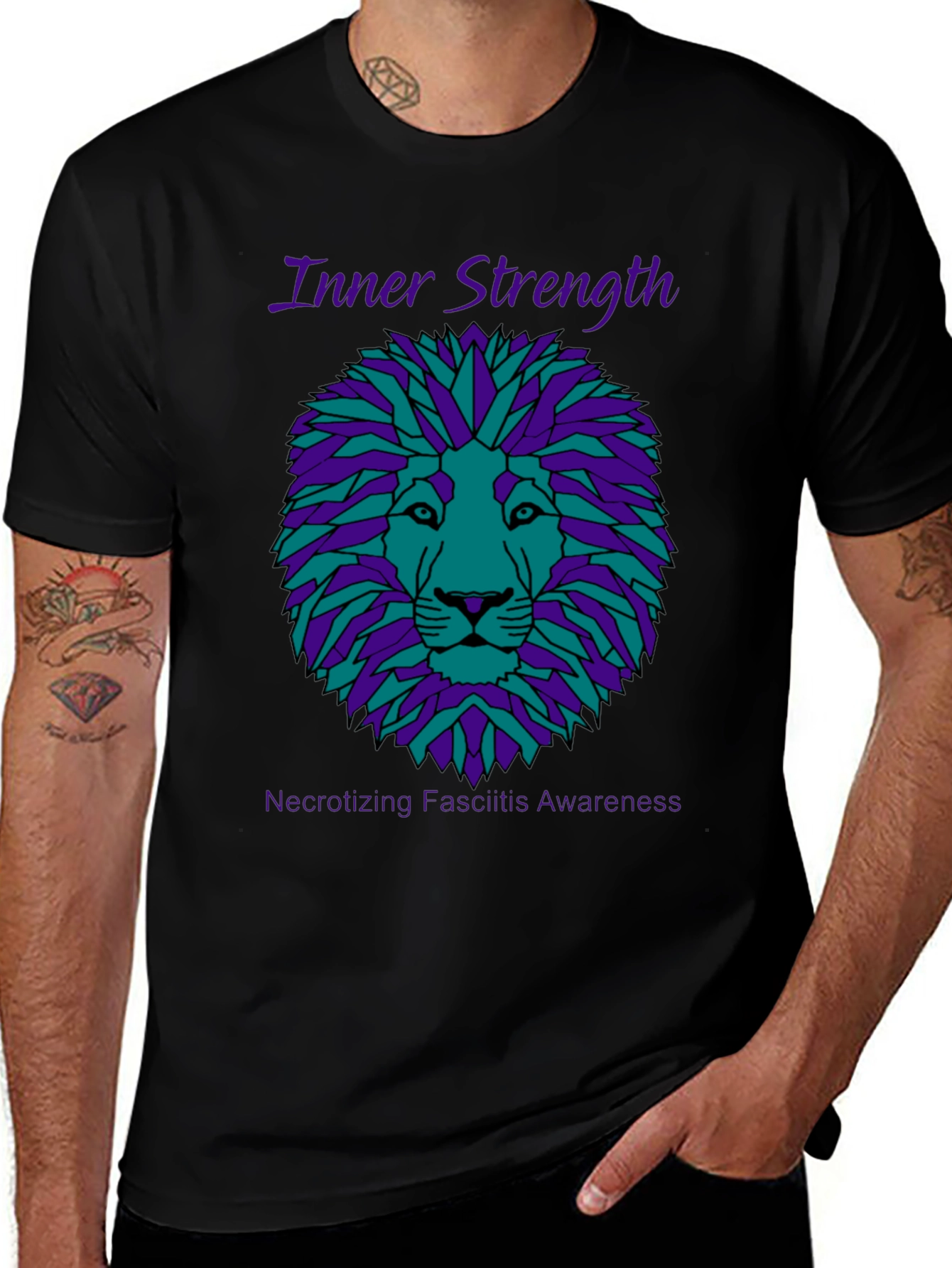 Inner Strength Lion Graphic Tee - Necrotizing Fasciitis Awareness