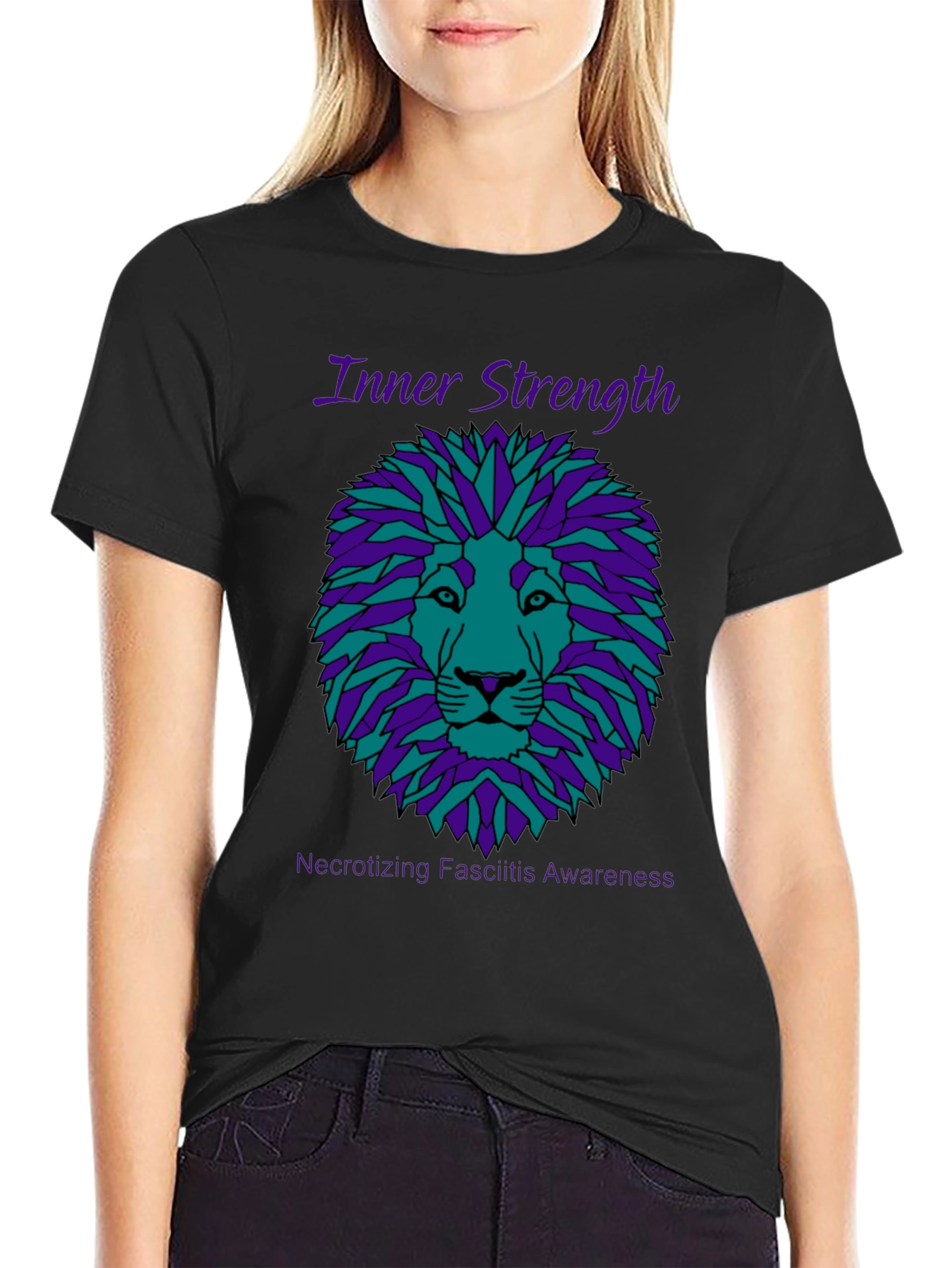 Inner Strength Lion Graphic Tee - Necrotizing Fasciitis Awareness