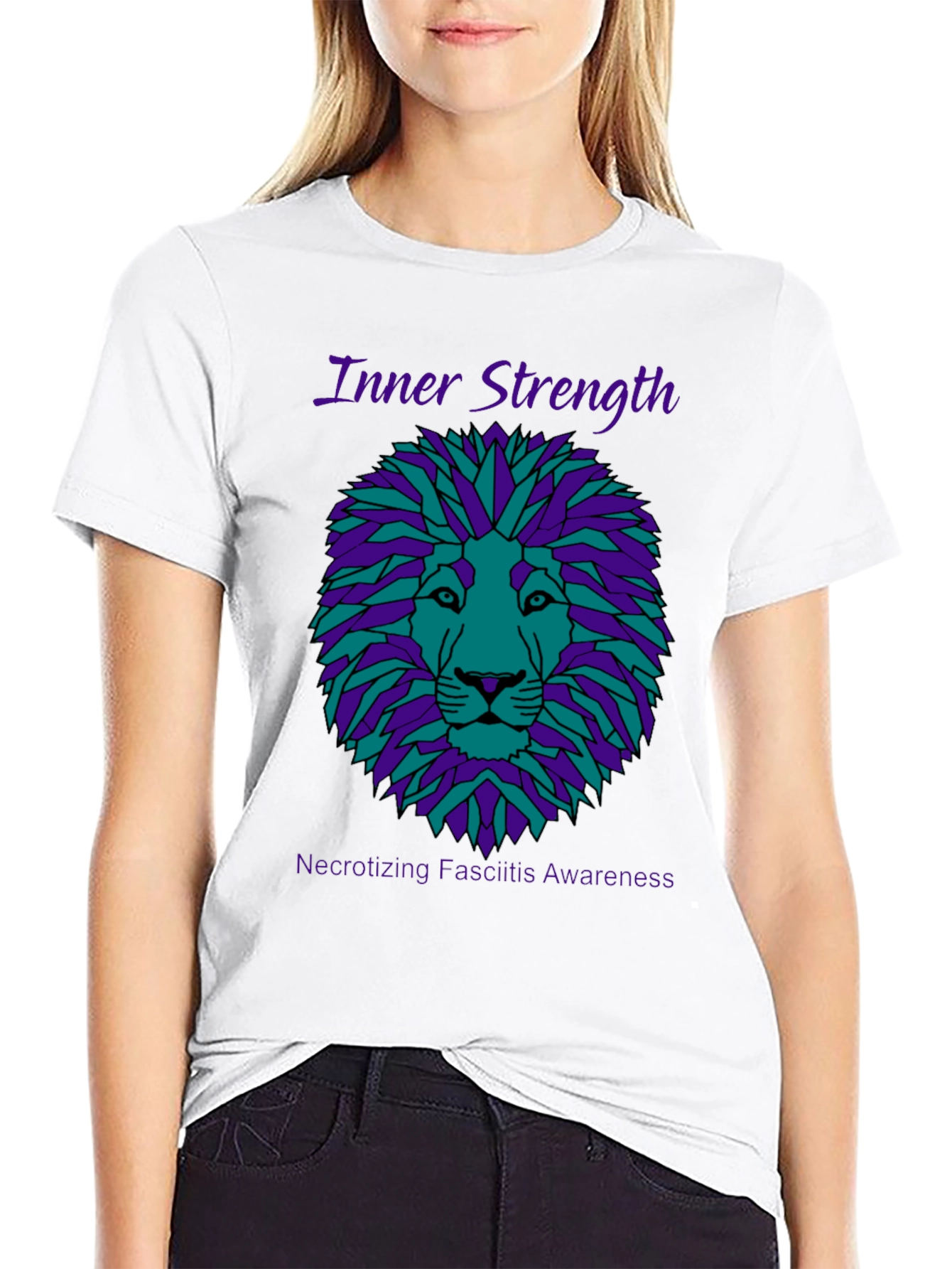 Inner Strength Lion Graphic Tee - Necrotizing Fasciitis Awareness