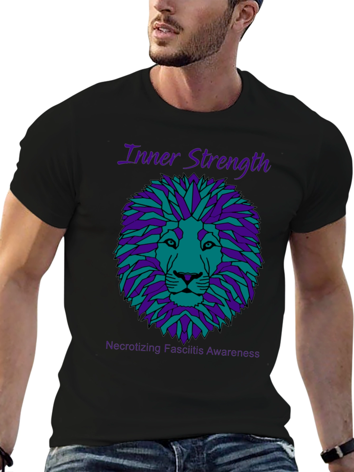 Inner Strength Lion Graphic Tee - Necrotizing Fasciitis Awareness