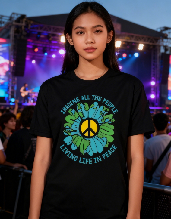 "Imagine Peace" Earth Flower Graphic Tee
