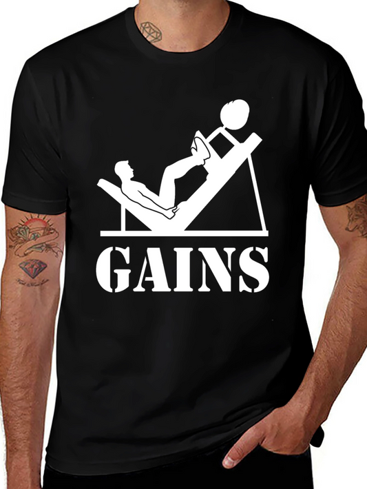 Gains T-Shirt - Weightlifting Gym Apparel