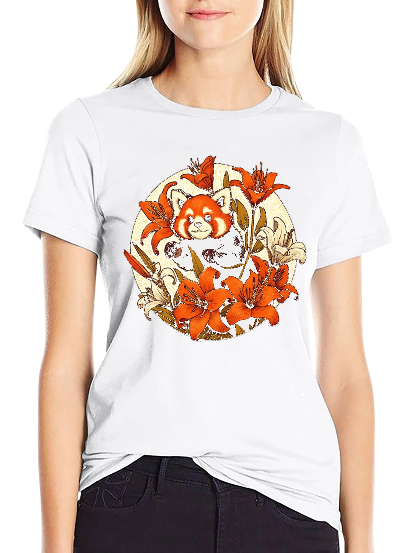 Red Panda Lily Graphic Tee