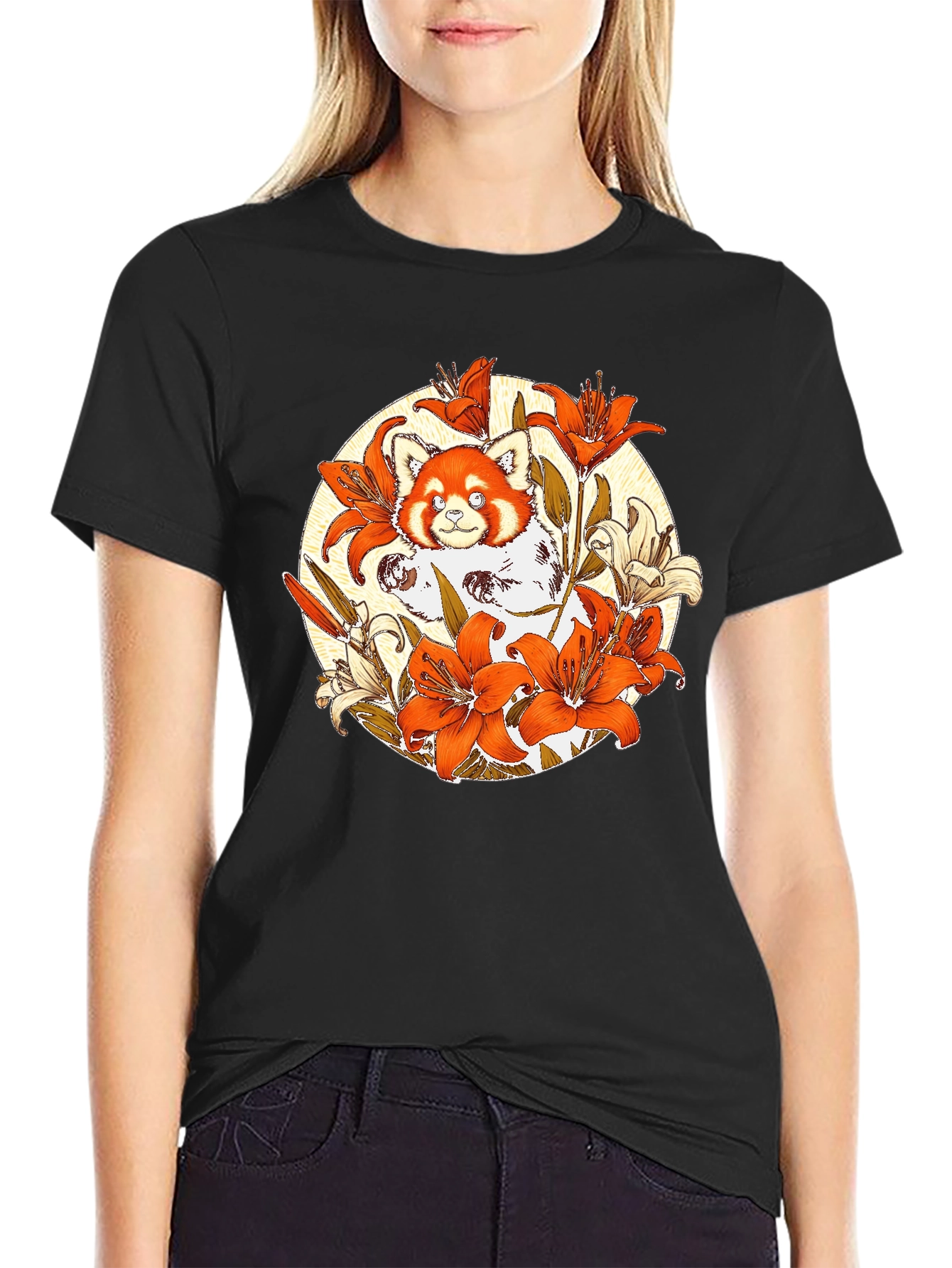 Red Panda Lily Graphic Tee