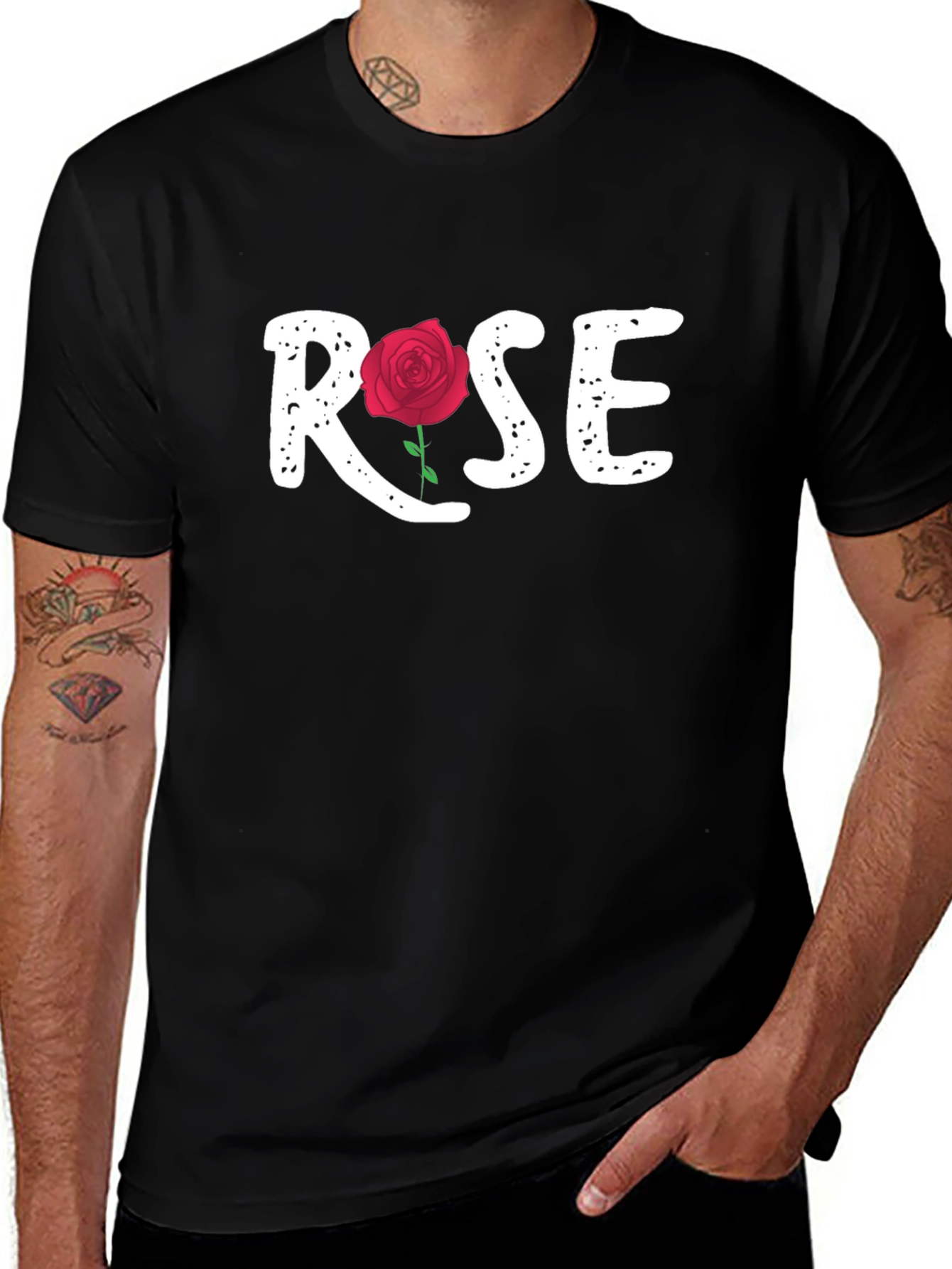 Rose Graphic Tee - Stylish Unisex Black T-Shirt