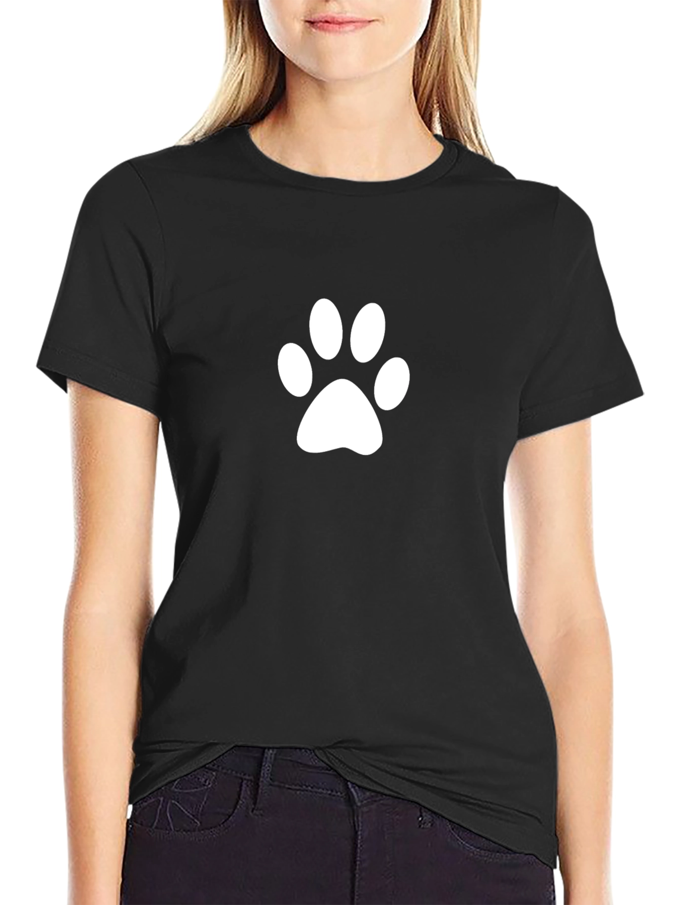Paw Print Black T-Shirt - Casual Style