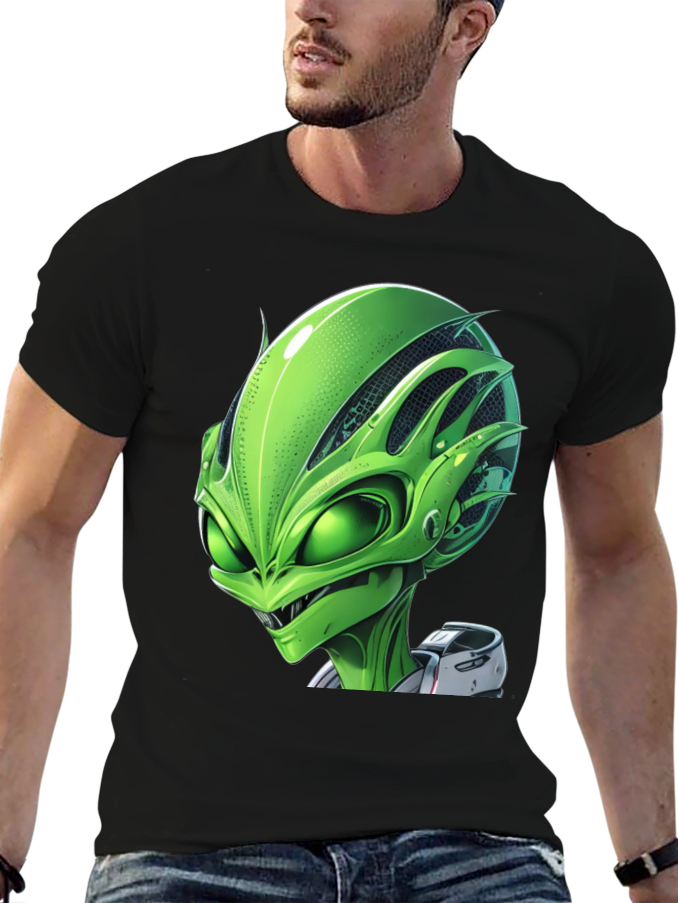 Alien Graphic Tee - Black Crew Neck