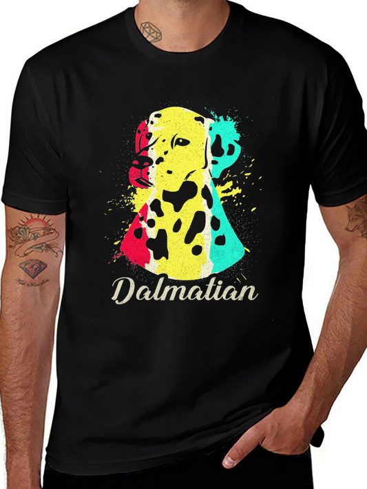 Dalmatian Dog Graphic Print Mens Black T-Shirt