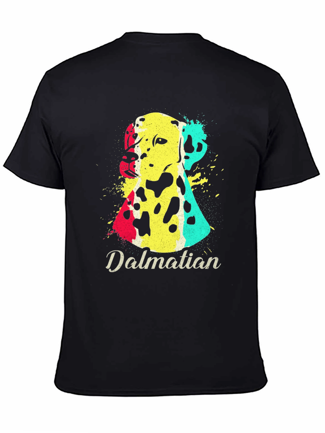 Dalmatian Dog Graphic Print Mens Black T-Shirt
