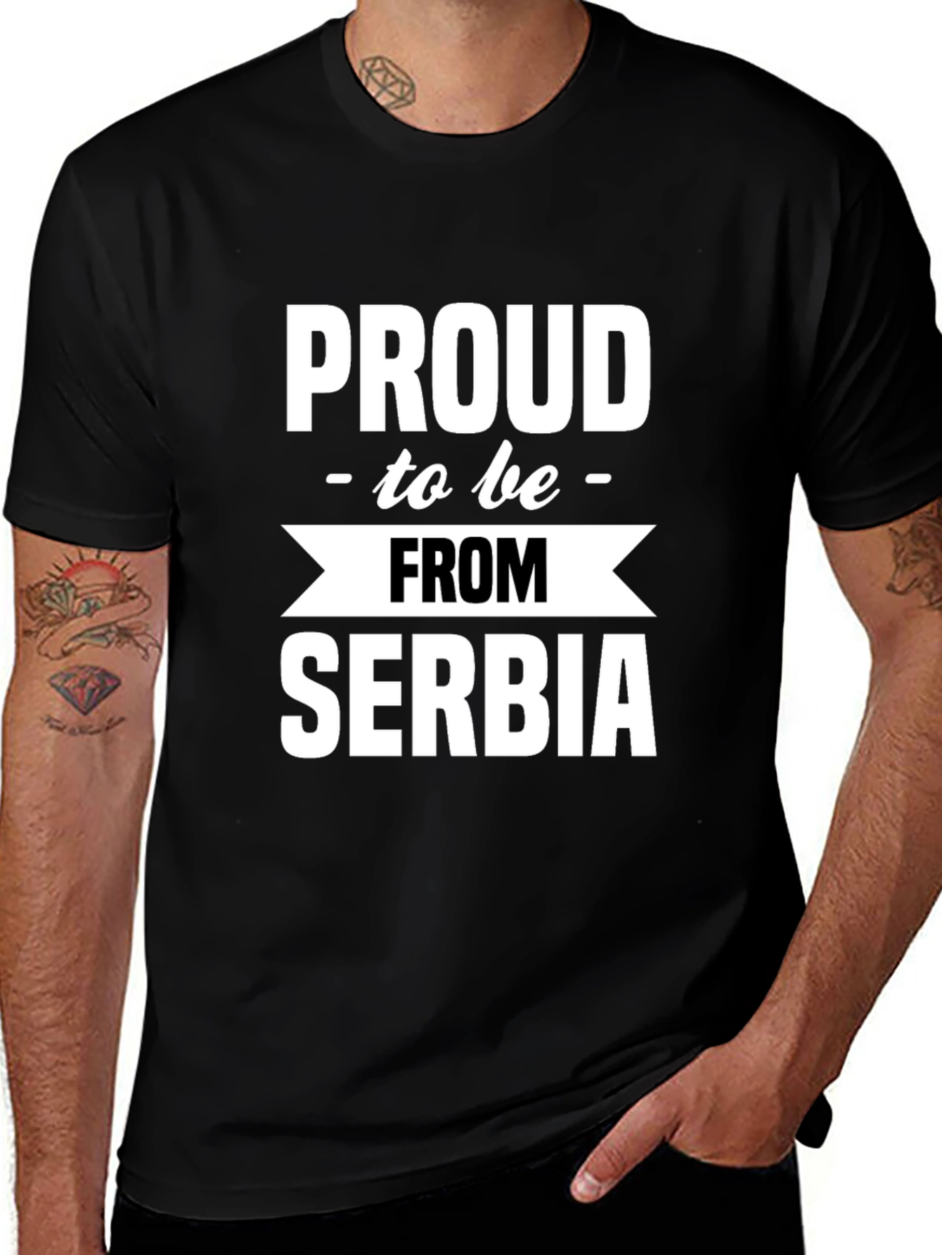 Proud to be From Serbia Black T-Shirt