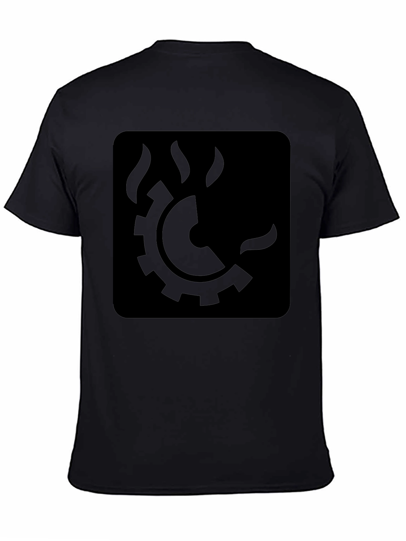 Black Steam Gear Graphic Tee - Modern Industrial Style