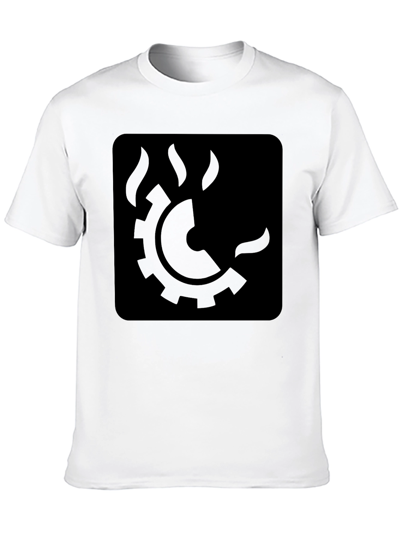 Black Steam Gear Graphic Tee - Modern Industrial Style