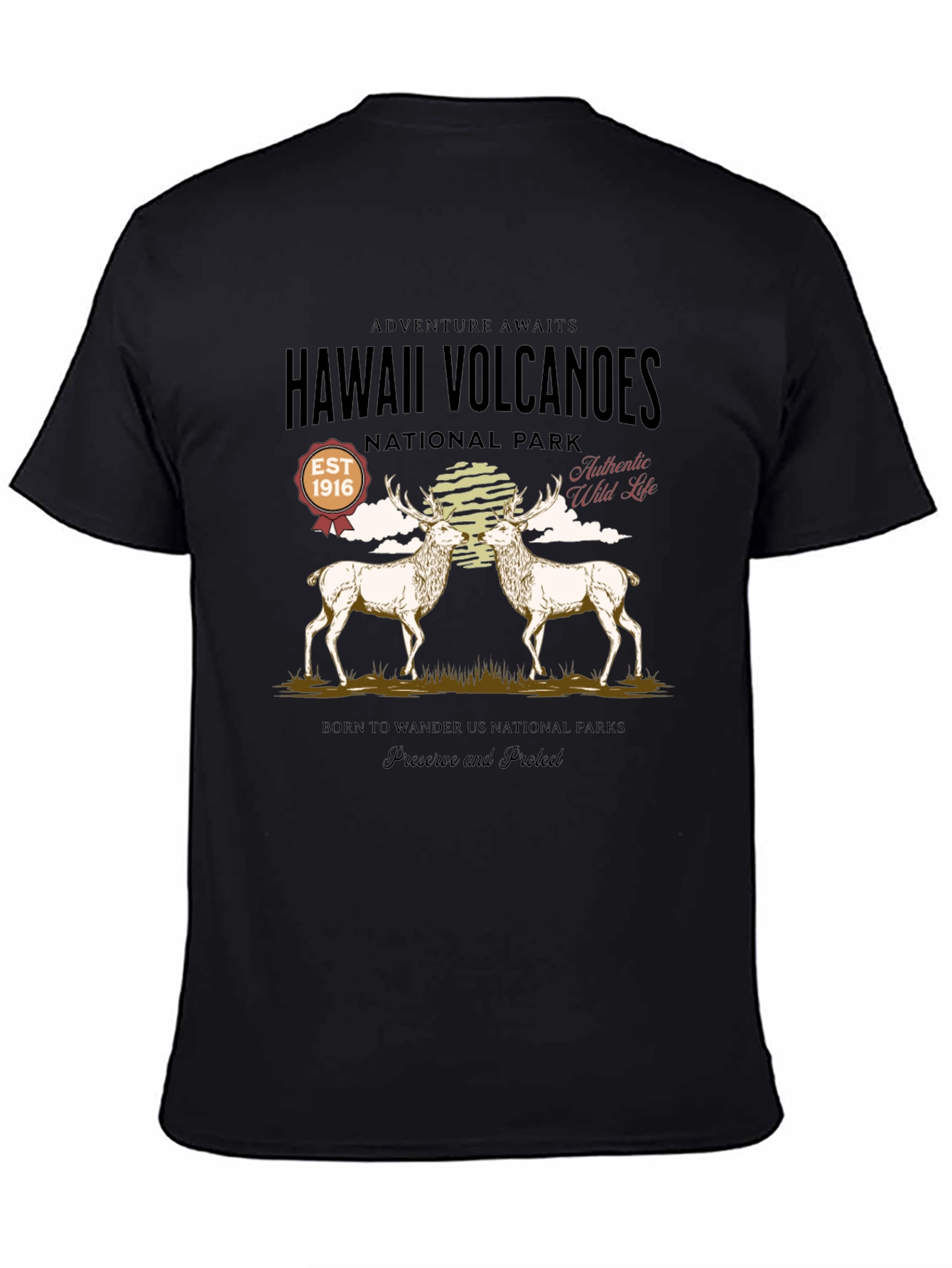 Hawaii Volcanoes National Park Deer Graphic T-Shirt