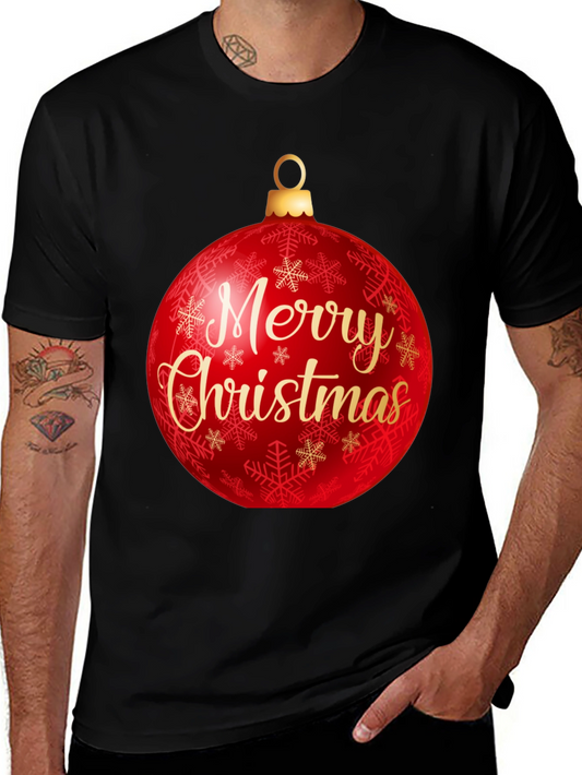 Merry Christmas Ornament Graphic T-Shirt - Festive Holiday Apparel