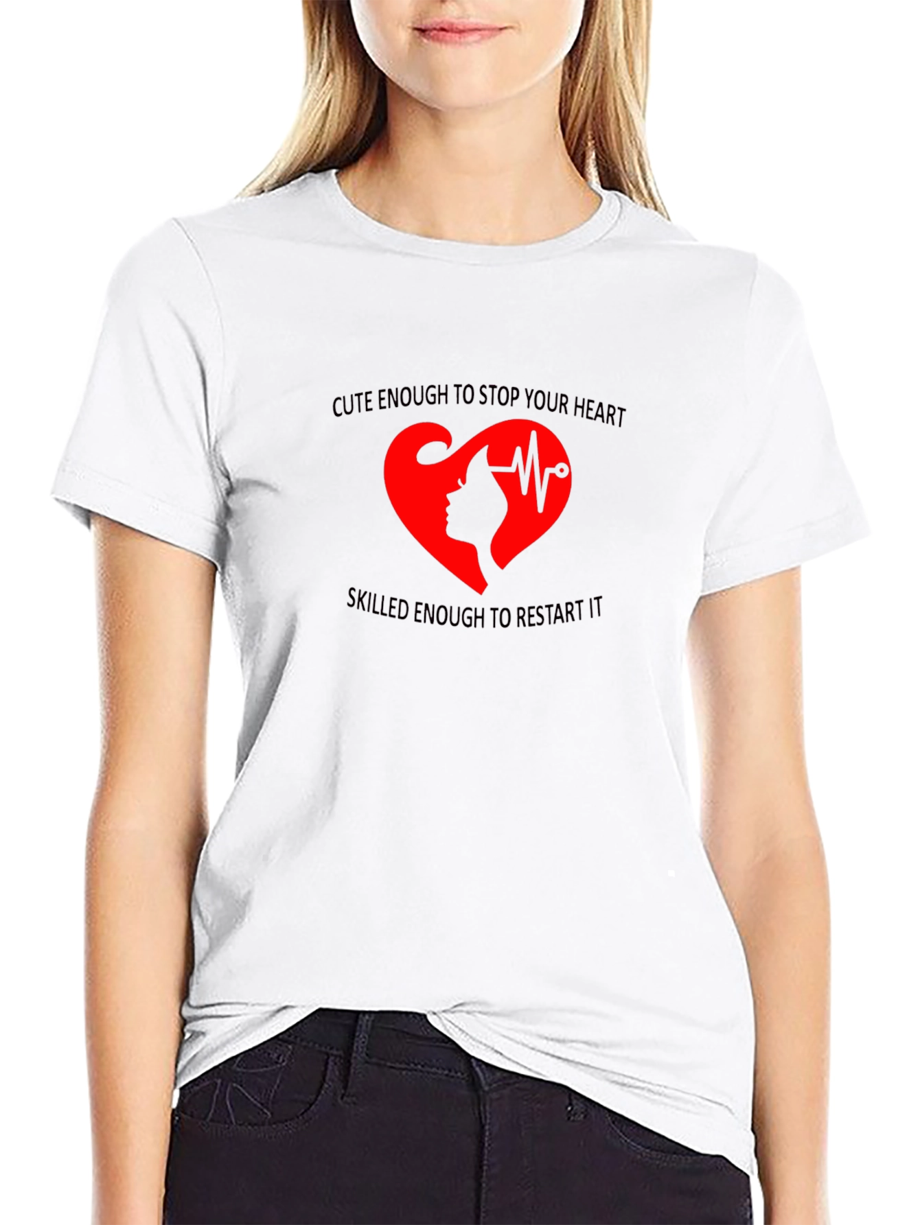 Cute Nurse Heartbeat T-Shirt - Stop & Restart Heart!