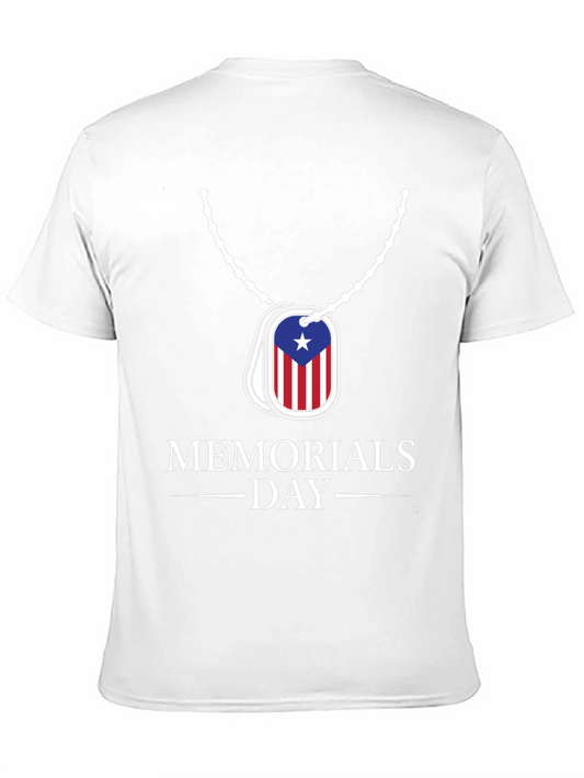 Memorial Day Puerto Rico Flag Dog Tag T-Shirt