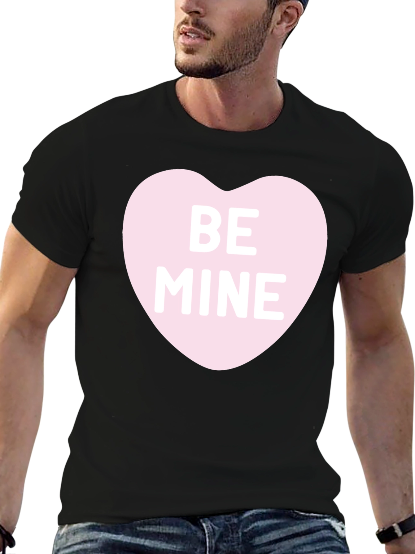 Be Mine Heart Graphic Black T-Shirt