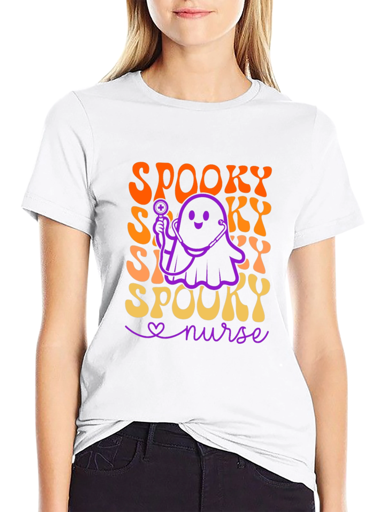 Spooky Nurse Halloween T-Shirt - Ghost Doctor Design