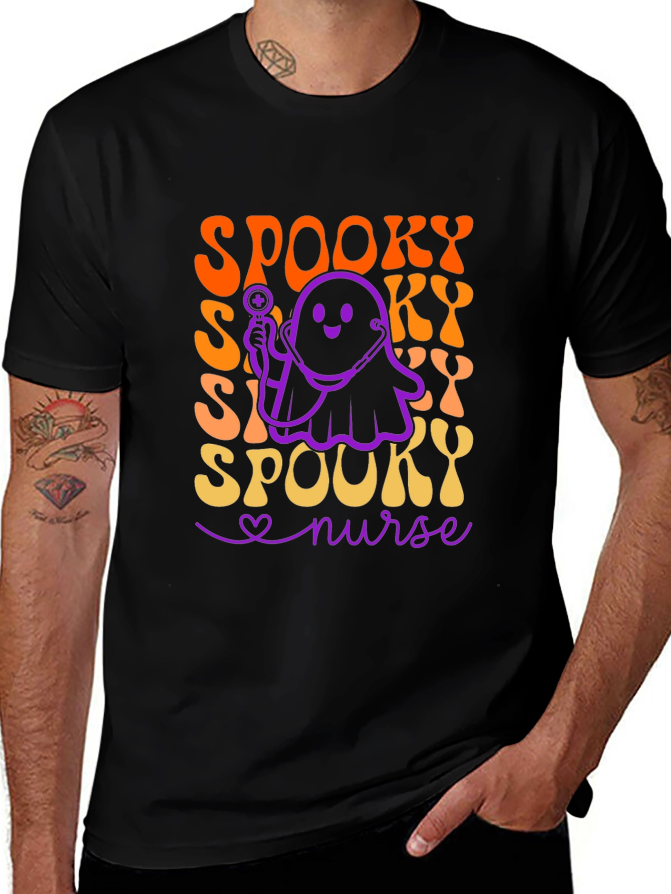 Spooky Nurse Halloween T-Shirt - Ghost Doctor Design