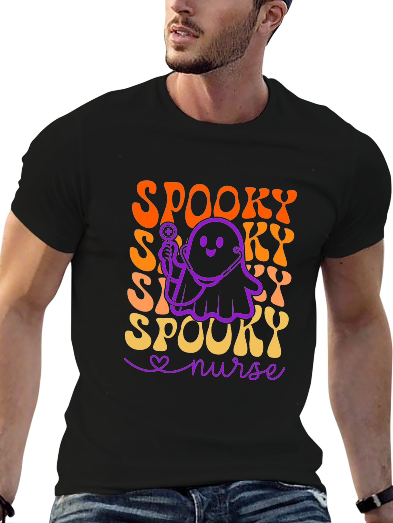 Spooky Nurse Halloween T-Shirt - Ghost Doctor Design