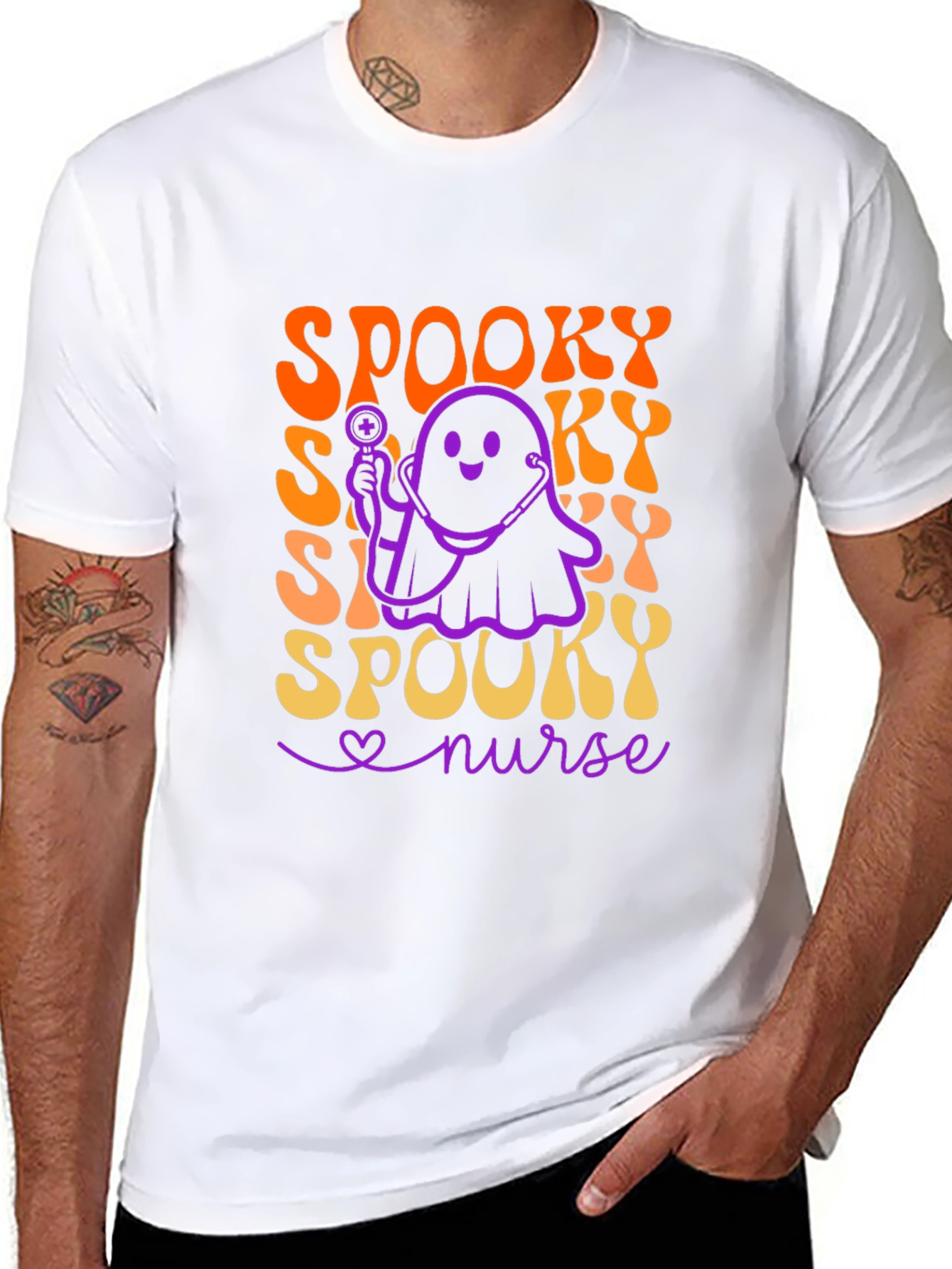 Spooky Nurse Halloween T-Shirt - Ghost Doctor Design