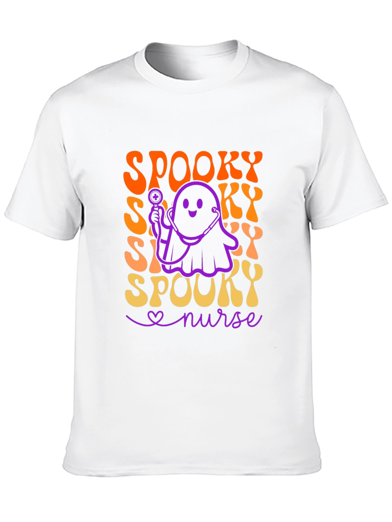 Spooky Nurse Halloween T-Shirt - Ghost Doctor Design