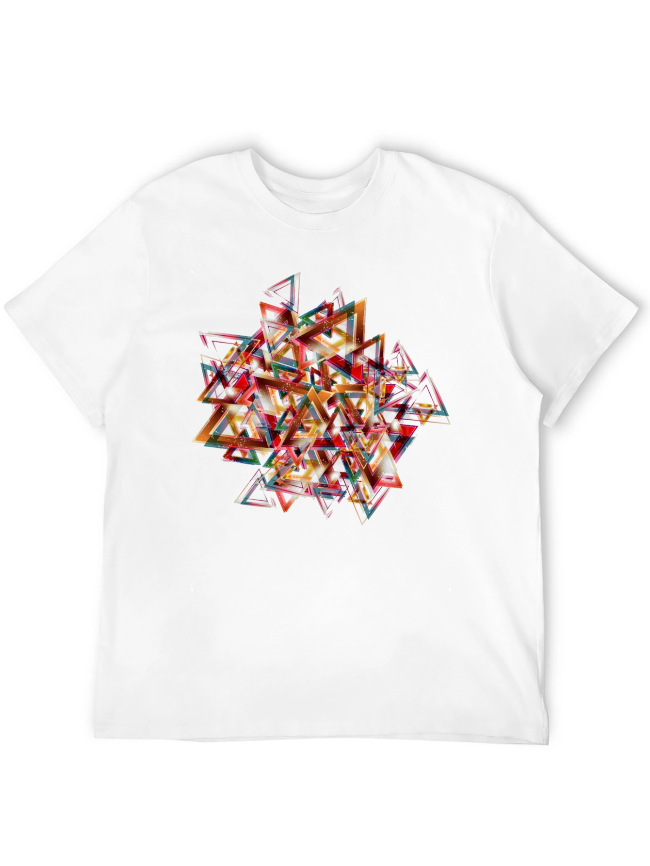 Abstract Triangle Graphic Print Black T-Shirt