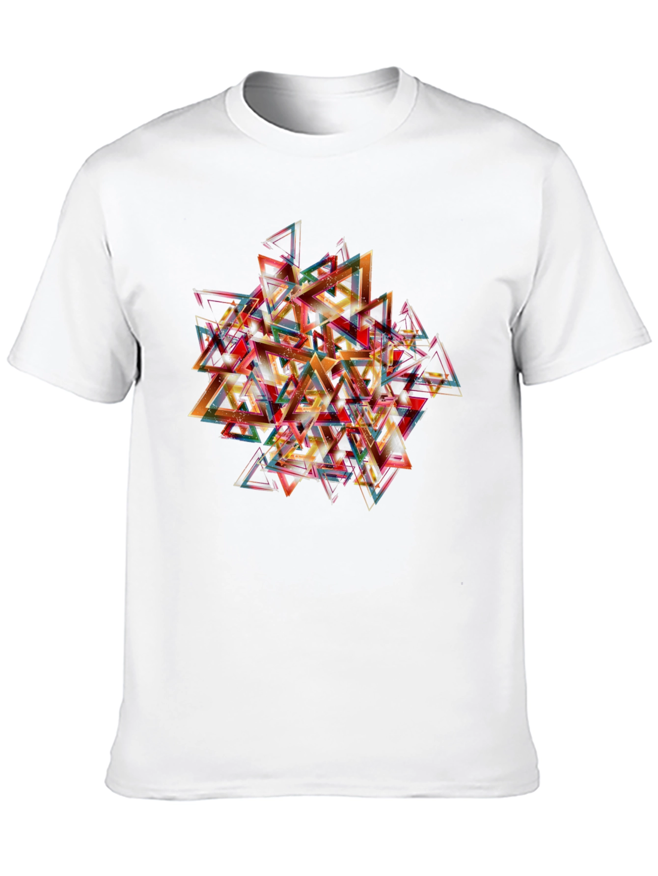 Abstract Triangle Graphic Print Black T-Shirt